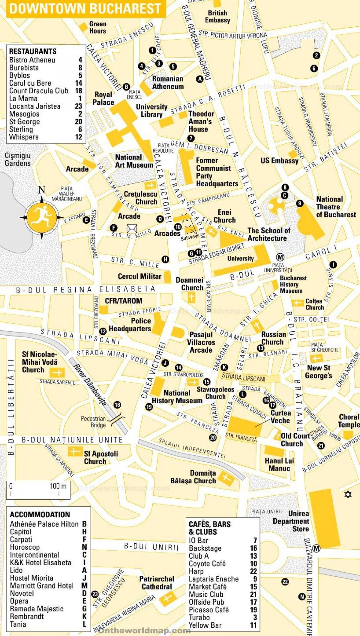 ブカレスト市内中心部の地図